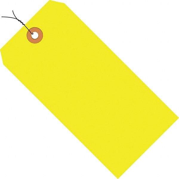 Made in USA - 3-1/4" High x 1-5/8" Long, Safety & Facility Blank Tag - Fluorescent Yellow Cardstock - USA Tool & Supply