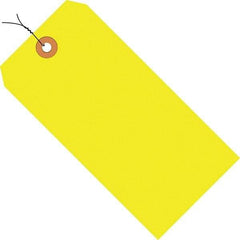 Made in USA - 3-1/4" High x 1-5/8" Long, Safety & Facility Blank Tag - Fluorescent Yellow Cardstock - USA Tool & Supply