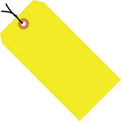 Made in USA - 5-1/4" High x 2-5/8" Long, Safety & Facility Blank Tag - Fluorescent Yellow Cardstock - USA Tool & Supply
