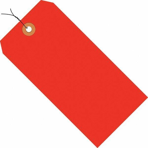 Made in USA - 5-1/4" High x 2-5/8" Long, Safety & Facility Blank Tag - Fluorescent Red Cardstock - USA Tool & Supply