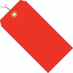 Made in USA - 5-1/4" High x 2-5/8" Long, Safety & Facility Blank Tag - Fluorescent Red Cardstock - USA Tool & Supply