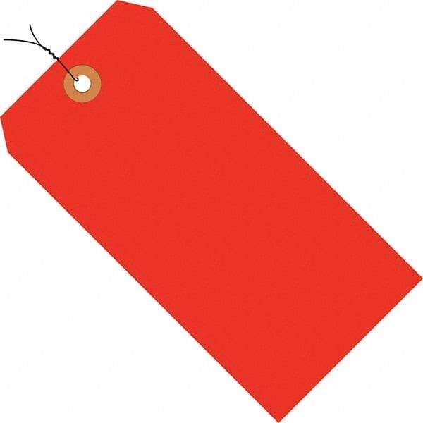 Made in USA - 4-3/4" High x 2-3/8" Long, Safety & Facility Blank Tag - Fluorescent Red Cardstock - USA Tool & Supply