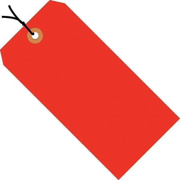 Made in USA - 5-3/4" High x 2-7/8" Long, Safety & Facility Blank Tag - Fluorescent Red Cardstock - USA Tool & Supply