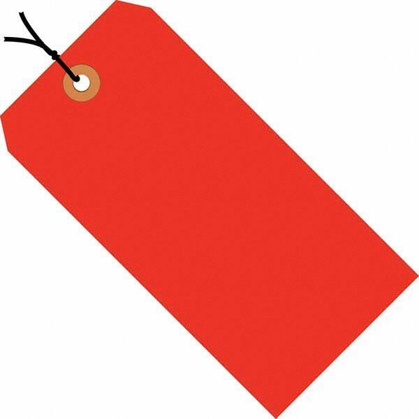 Made in USA - 3-3/4" High x 1-7/8" Long, Safety & Facility Blank Tag - Fluorescent Red Cardstock - USA Tool & Supply