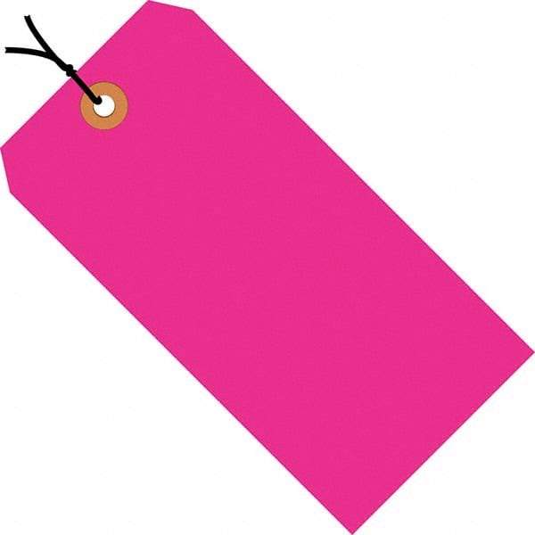 Made in USA - 5-1/4" High x 2-5/8" Long, Safety & Facility Blank Tag - Fluorescent Pink Cardstock - USA Tool & Supply