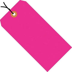Made in USA - 5-1/4" High x 2-5/8" Long, Safety & Facility Blank Tag - Fluorescent Pink Cardstock - USA Tool & Supply