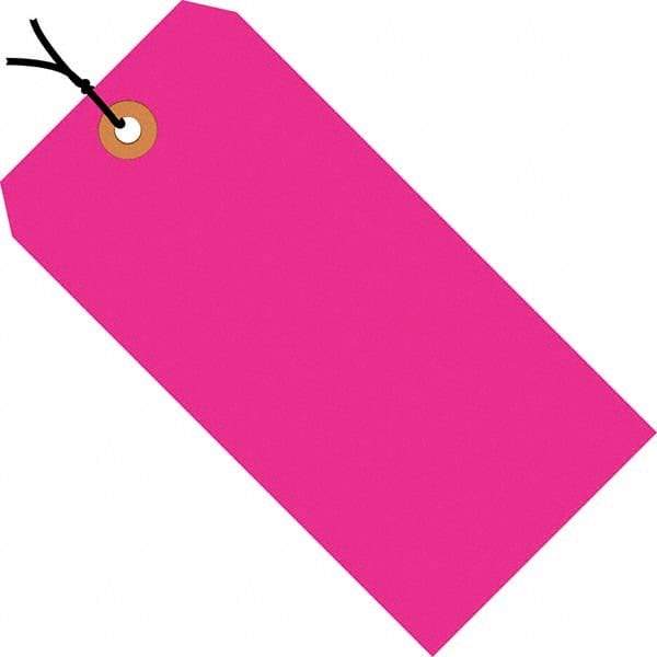Made in USA - 4-3/4" High x 2-3/8" Long, Safety & Facility Blank Tag - Fluorescent Pink Cardstock - USA Tool & Supply