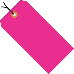 Made in USA - 3-3/4" High x 1-7/8" Long, Safety & Facility Blank Tag - Fluorescent Pink Cardstock - USA Tool & Supply