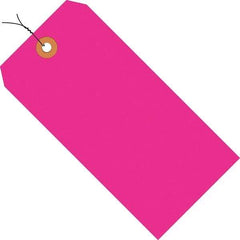 Made in USA - 3-1/4" High x 1-5/8" Long, Safety & Facility Blank Tag - Fluorescent Pink Cardstock - USA Tool & Supply