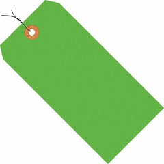 Made in USA - 3-3/4" High x 1-7/8" Long, Safety & Facility Blank Tag - Fluorescent Green Cardstock - USA Tool & Supply