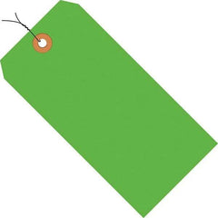 Made in USA - 3-1/4" High x 1-5/8" Long, Safety & Facility Blank Tag - Fluorescent Green Cardstock - USA Tool & Supply