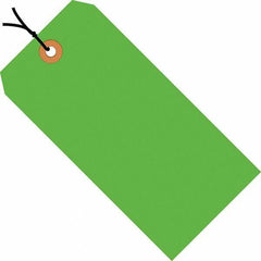 Made in USA - 4-1/4" High x 2-1/8" Long, Safety & Facility Blank Tag - Fluorescent Green Cardstock - USA Tool & Supply