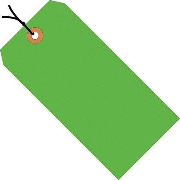 Made in USA - 3-1/4" High x 1-5/8" Long, Safety & Facility Blank Tag - Fluorescent Green Cardstock - USA Tool & Supply