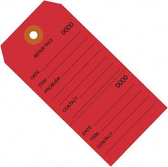 Made in USA - 6-1/4" High x 3-1/8" Long, Repair, English Safety & Facility Inspection Tag - Red Cardstock - USA Tool & Supply