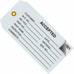 Made in USA - 4-3/4" High x 2-3/8" Long, ACCEPTED, English Safety & Facility Inspection Tag - Blue Cardstock - USA Tool & Supply