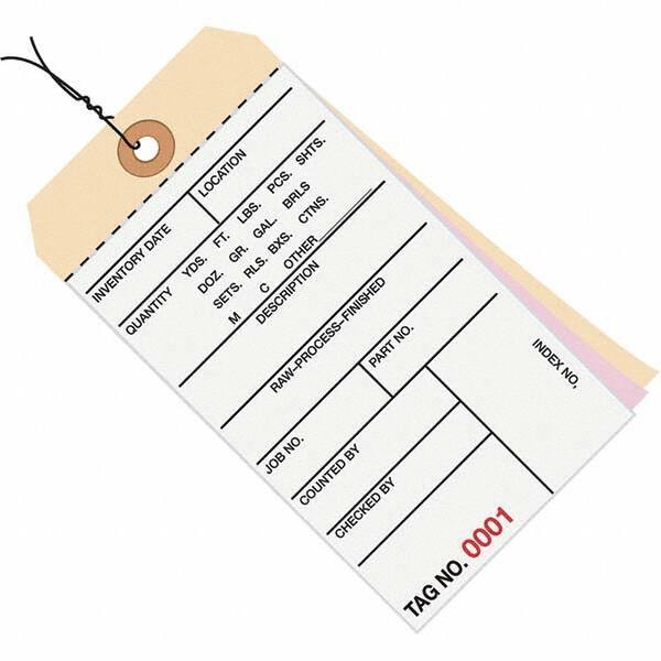 Made in USA - 6-1/4" High x 3-1/8" Long, Inventory, English Safety & Facility Numbered Tag - White & Manila Cardstock - USA Tool & Supply