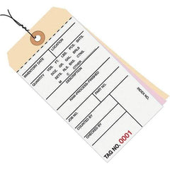 Made in USA - 6-1/4" High x 3-1/8" Long, Inventory, English Safety & Facility Numbered Tag - White & Manila Cardstock - USA Tool & Supply