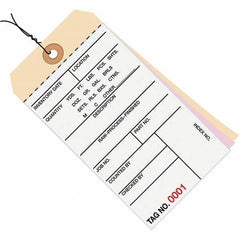 Made in USA - 6-1/4" High x 3-1/8" Long, Inventory, English Safety & Facility Numbered Tag - White & Manila Cardstock - USA Tool & Supply