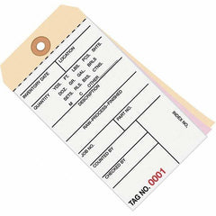 Made in USA - 6-1/4" High x 3-1/8" Long, Inventory, English Safety & Facility Numbered Tag - White & Manila Cardstock - USA Tool & Supply