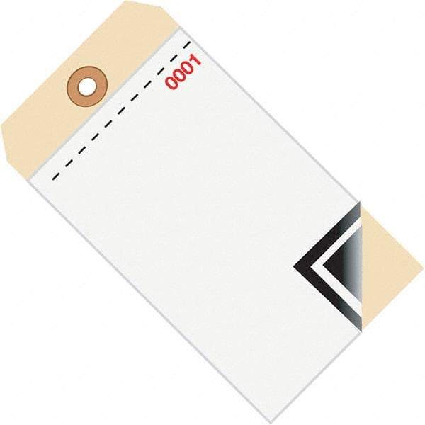 Made in USA - 6-1/4" High x 3-1/8" Long, Inventory, English Safety & Facility Numbered Tag - White & Manila Cardstock - USA Tool & Supply
