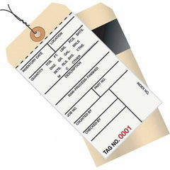 Made in USA - 6-1/4" High x 3-1/8" Long, Inventory, English Safety & Facility Numbered Tag - White & Manila Cardstock - USA Tool & Supply