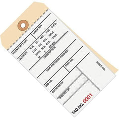 Made in USA - 6-1/4" High x 3-1/8" Long, Inventory, English Safety & Facility Numbered Tag - White & Manila Cardstock - USA Tool & Supply