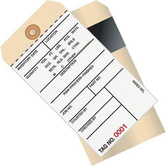 Made in USA - 6-1/4" High x 3-1/8" Long, Inventory, English Safety & Facility Numbered Tag - White & Manila Cardstock - USA Tool & Supply