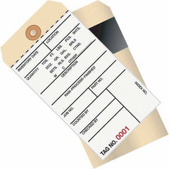 Made in USA - 6-1/4" High x 3-1/8" Long, Inventory, English Safety & Facility Numbered Tag - White & Manila Cardstock - USA Tool & Supply