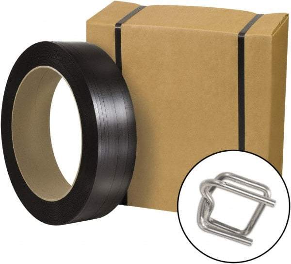 Made in USA - Strapping Kits Type: Portable Strapping Kit Contents: (1000) Buckles; Tensioner; Cutter; Poly Strapping - USA Tool & Supply