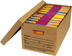 Made in USA - 1 Compartment, 12" Wide x 24" Deep, File Storage Boxes - Corrugated Cardboard, Kraft (Color) - USA Tool & Supply