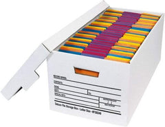Made in USA - 1 Compartment, 12" Wide x 24" Deep, File Storage Boxes - Corrugated Cardboard, White - USA Tool & Supply