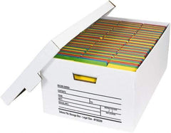 Made in USA - 1 Compartment, 15" Wide x 24" Deep, File Storage Boxes - Corrugated Cardboard, White - USA Tool & Supply