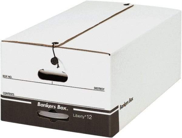 Made in USA - 1 Compartment, 15" Wide x 24" Deep, File Storage Boxes - Corrugated Cardboard, White - USA Tool & Supply