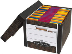 Made in USA - 1 Compartment, 12" Wide x 15" Deep, File Storage Boxes - Corrugated Cardboard, Wood Grain (Color) - USA Tool & Supply