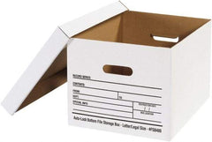 Made in USA - 1 Compartment, 12" Wide x 15" Deep, File Storage Boxes - Corrugated Cardboard, White - USA Tool & Supply