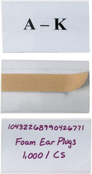 Made in USA - 3" Long x 5" Wide, Self Adhesive Back, Label Holder - Clear - USA Tool & Supply