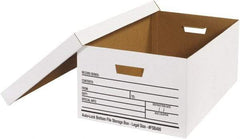 Made in USA - 1 Compartment, 15" Wide x 24" Deep, File Storage Boxes - Corrugated Cardboard, White - USA Tool & Supply