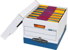Made in USA - 1 Compartment, 12" Wide x 15" Deep, File Storage Boxes - Corrugated Cardboard, Blue - USA Tool & Supply