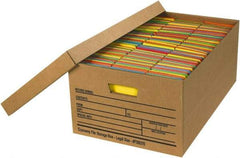 Made in USA - 1 Compartment, 15" Wide x 24" Deep, File Storage Boxes - Corrugated Cardboard, Kraft (Color) - USA Tool & Supply