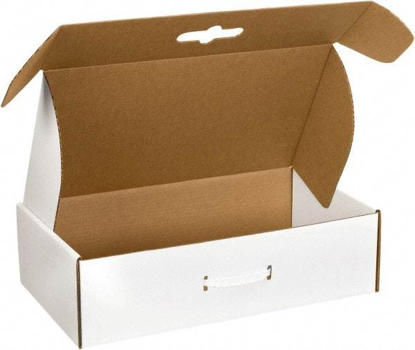 Made in USA - 11-3/8" Wide x 18-1/4" Long x 4-1/2" High Rectangle Corrugated Shipping Box - 1 Wall, White - USA Tool & Supply