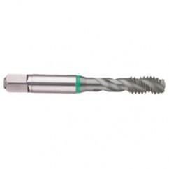 7/16-20 2B 3-Flute Cobalt Green Ring Semi-Bottoming 40 degree Spiral Flute Tap-TiCN - USA Tool & Supply