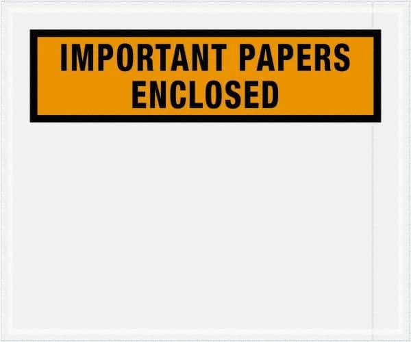 Value Collection - 500 Piece, 10" Long x 12" Wide, Packing List Envelope - Important Papers Enclosed, Orange - USA Tool & Supply