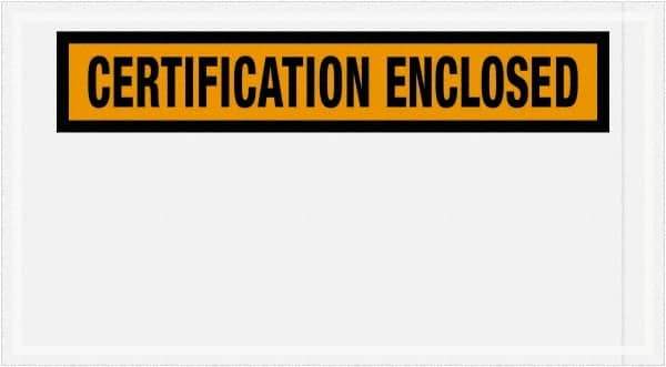 Value Collection - 1,000 Piece, 5-1/2" Long x 10" Wide, Packing List Envelope - Certification Enclosed, Orange - USA Tool & Supply