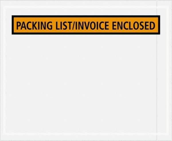 Value Collection - 1,000 Piece, 4-1/2" Long x 5-1/2" Wide, Packing List Envelope - Packing List/Invoice Enclosed, Orange - USA Tool & Supply
