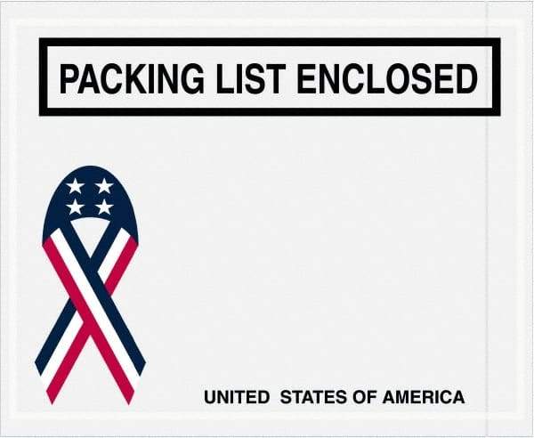 Value Collection - 1,000 Piece, 4-1/2" Long x 5-1/2" Wide, Packing List Envelope - Packing List Enclosed, Red, White & Blue - USA Tool & Supply