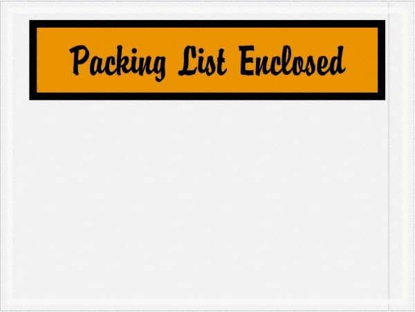 Value Collection - 1,000 Piece, 4-1/2" Long x 6" Wide, Packing List Envelope - Packing List Enclosed, Orange - USA Tool & Supply