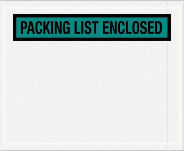 Value Collection - 1,000 Piece, 4-1/2" Long x 5-1/2" Wide, Packing List Envelope - Packing List Enclosed, Green - USA Tool & Supply