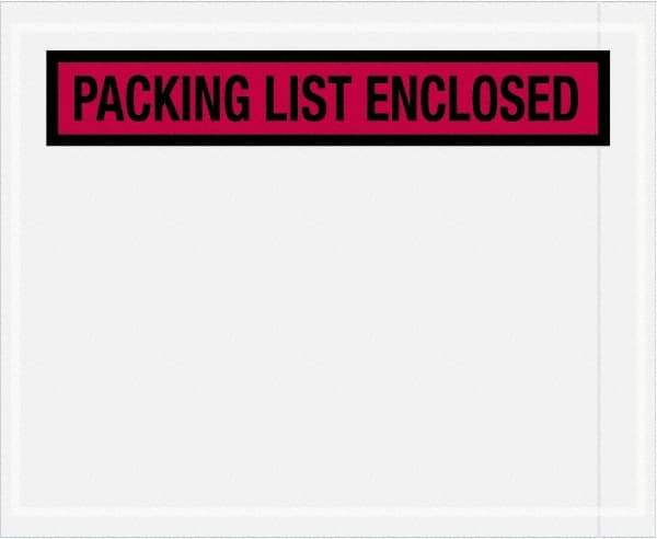 Value Collection - 1,000 Piece, 4-1/2" Long x 5-1/2" Wide, Packing List Envelope - Packing List Enclosed, Red - USA Tool & Supply