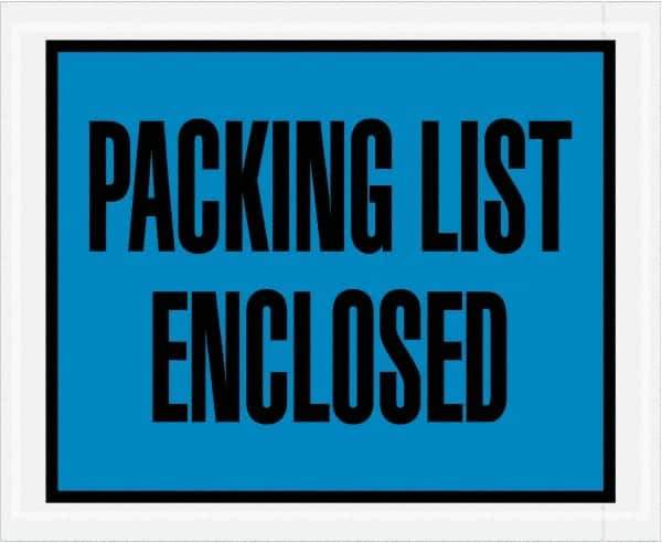 Value Collection - 1,000 Piece, 4-1/2" Long x 5-1/2" Wide, Packing List Envelope - Packing List Enclosed, Blue - USA Tool & Supply