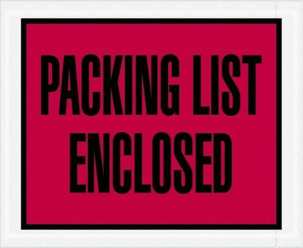 Value Collection - 1,000 Piece, 4-1/2" Long x 5-1/2" Wide, Packing List Envelope - Packing List Enclosed, Red - USA Tool & Supply